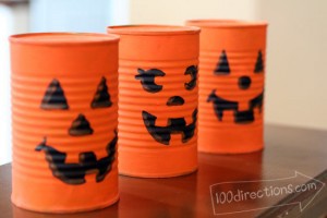 Soup can Jack-o-Lanterns - 100 Directions