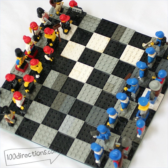 DIY LEGO chess game board and pieces - 100 Directions