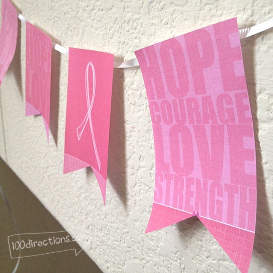 DIY Breast Cancer Awareness Banner Decor Free Printable 100 Directions