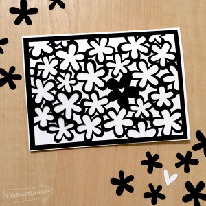 Black and White Flower Card - 100 Directions