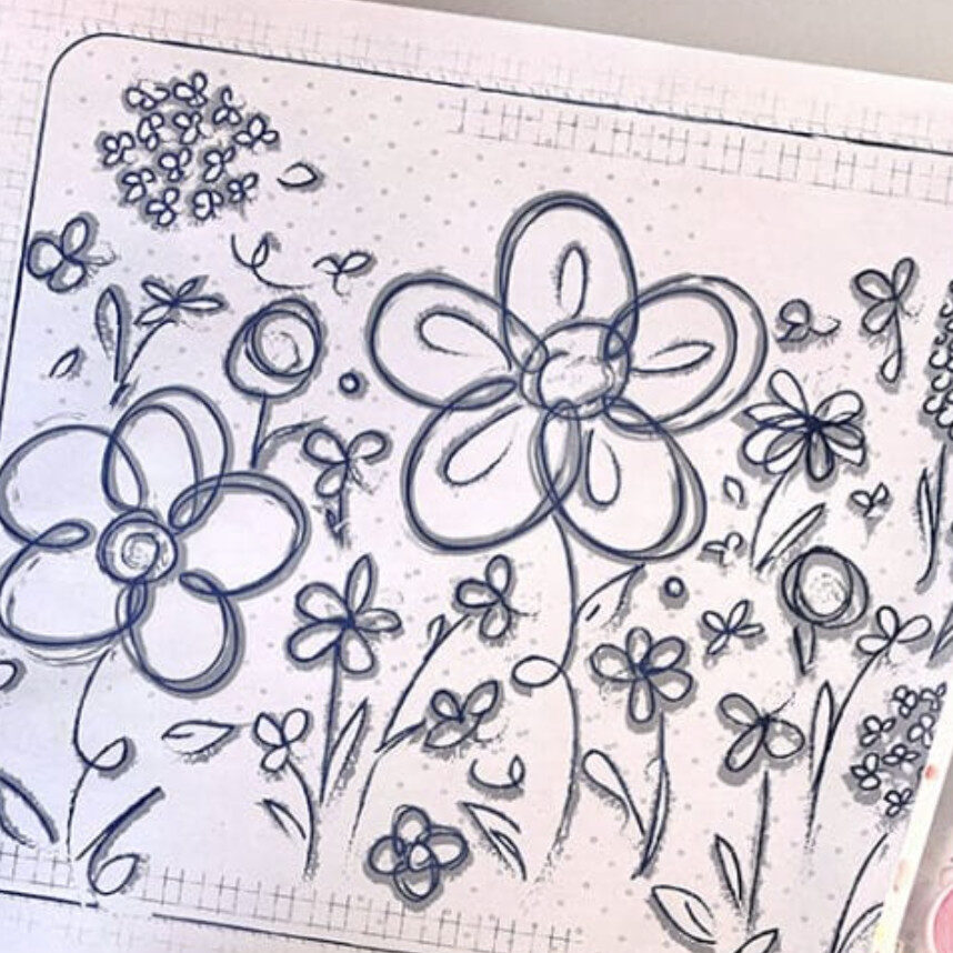 Flower garden coloring page designed by Jen Goode