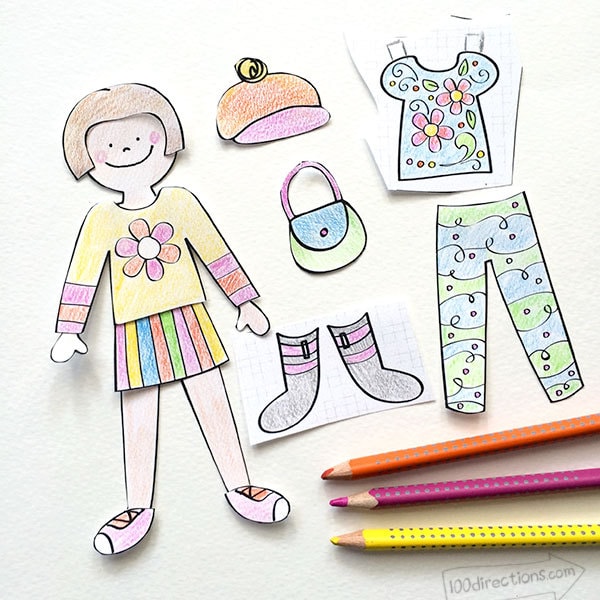 Printable Paper Doll and Kids Activity - 100 Directions