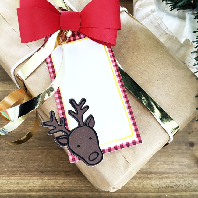 DIY Reindeer Plaid Gift Tags - 100 Directions