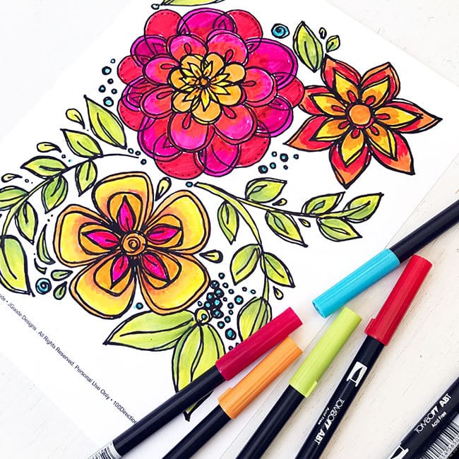 Cinco de Mayo inspired Flower Coloring Page - 100 Directions