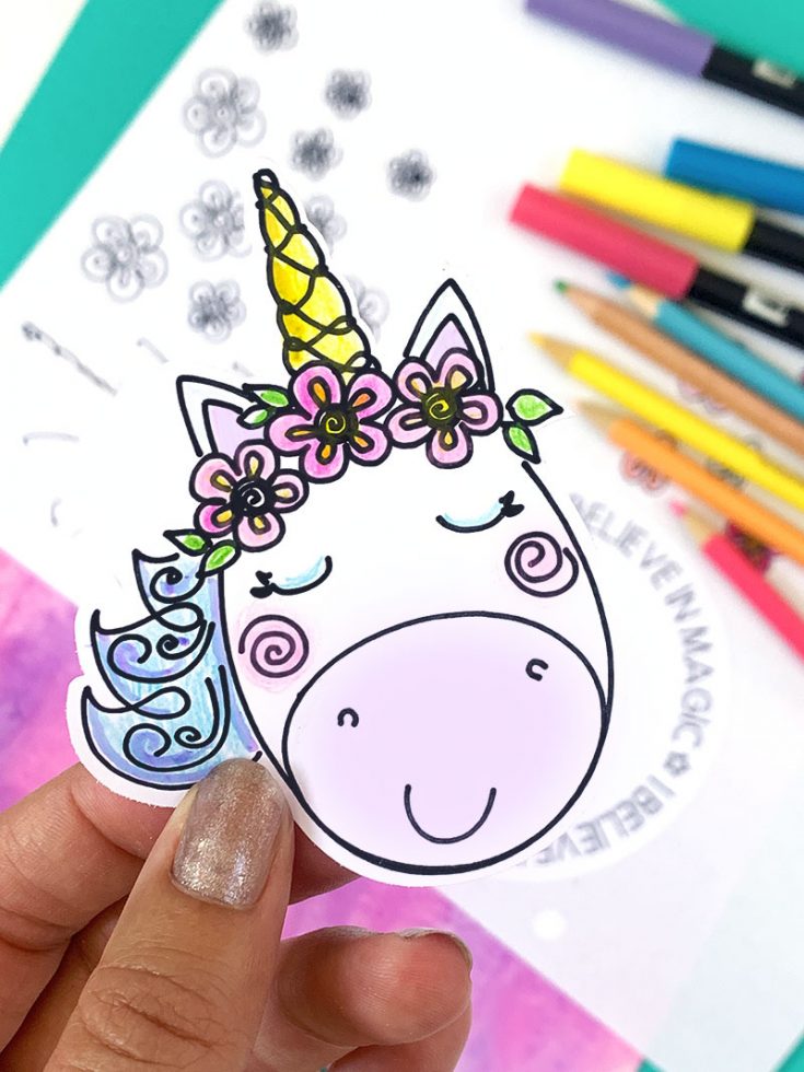 make your own unicorn coloring stickers with cricut 100