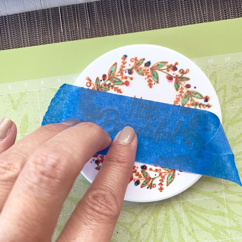 Use blue painter's tape to easily transfer glitter vinyl