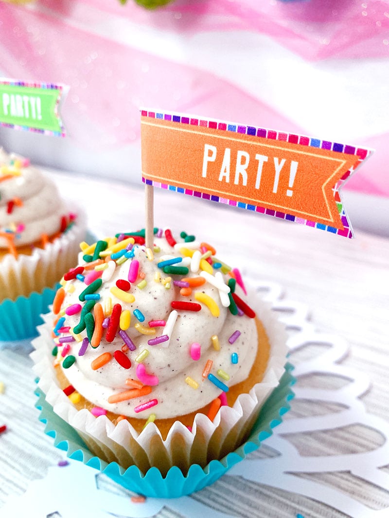 Make Cupcake Party Flags for your Cupcakes - 100 Directions