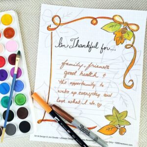 Thankful for - note and coloring page