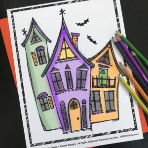 Halloween Town Coloring Page